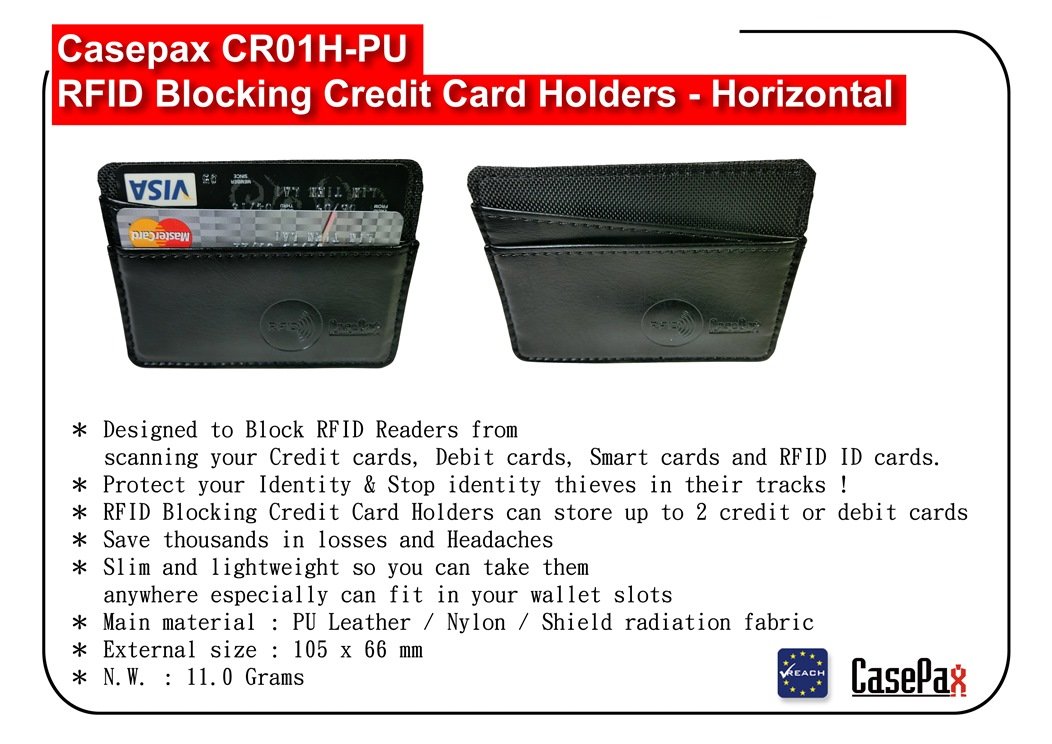 CR01H-PU RFID PU Blocking Credit Card Holders - Horizontal
